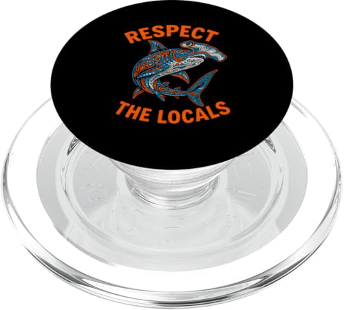 Hammerhead Shark Respect The Locals im Retro-Surfstil PopSockets PopGrip für MagSafe Hammerhead Shark Respect The Locals im Retro-Surfstil PopSockets PopGrip für MagSafe von Hammerhead Harmony - Surf's Up Shark Apparel