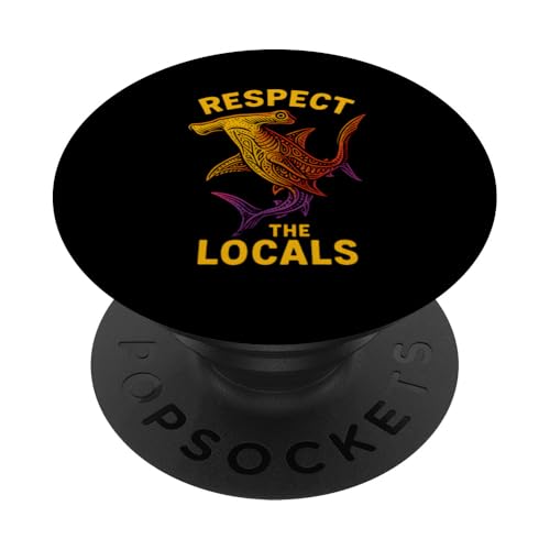 Hammerhead Shark Respektiere den lokalen Meereshai PopSockets Klebender PopGrip Hammerhead Shark Respektiere den lokalen Meereshai PopSockets Klebender PopGrip von Hammerhead Harmony - Surf's Up Shark Apparel