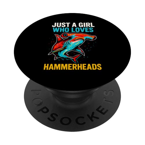 Mädchen, das Hammerheads liebt, Vintage-Mädchen, Shark PopSockets Klebender PopGrip Mädchen, das Hammerheads liebt, Vintage-Mädchen, Shark PopSockets Klebender PopGrip von Hammerhead Harmony - Surf's Up Shark Apparel