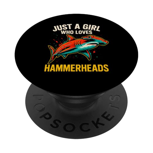 Mädchen, das Hammerheads liebt, Vintage-Mädchen, Shark PopSockets Klebender PopGrip Mädchen, das Hammerheads liebt, Vintage-Mädchen, Shark PopSockets Klebender PopGrip von Hammerhead Harmony - Surf's Up Shark Apparel