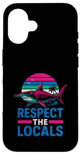 Respect the Locals Hammerhead Shark Vintage Herren Surf. Hülle für iPhone 16 Respect the Locals Hammerhead Shark Vintage Herren Surf. Hülle für iPhone 16 von Hammerhead Harmony - Surf's Up Shark Apparel