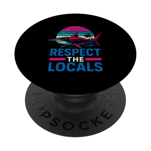 Respect the Locals Hammerhead Shark Vintage Herren Surf. PopSockets Klebender PopGrip Respect the Locals Hammerhead Shark Vintage Herren Surf. PopSockets Klebender PopGrip von Hammerhead Harmony - Surf's Up Shark Apparel