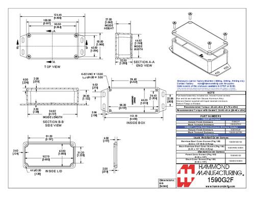 Hammond Electronics 1590WG2FBK Universal-Gehäuse Aluminium Druckguss Schwarz 1St. von Hammond Electronics