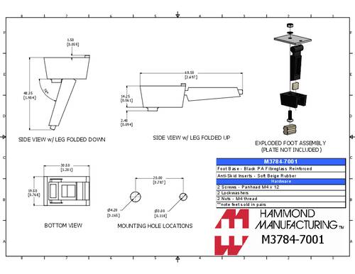 Hammond Electronics M3784-7001 Montagefüße klappbar Polyamid Schwarz (L x B x H) 48 x 20 x 30mm 2St. von Hammond Electronics