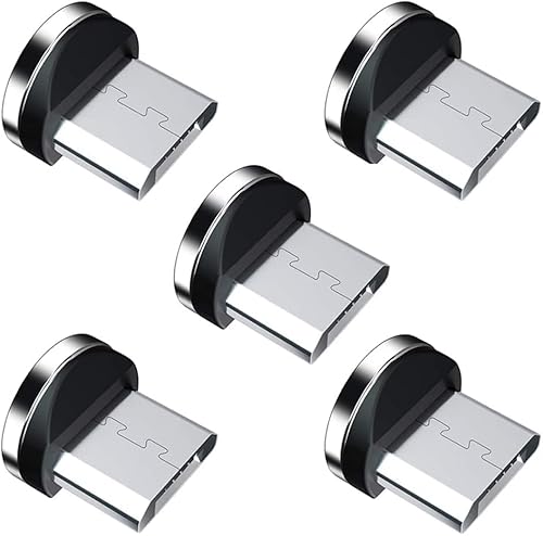 HanCenDa Magnetischer Telefonkabeladapter [5er-Pack] Magnetische Verbindungsspitzenköpfe 360° drehbarer starker magnetischer Stecker für Micro-USB-Android-Geräte von HanCenDa