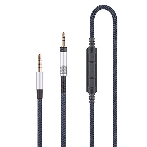 Audio-Ersatzkabel, nur kompatibel mit Audio Technica ATH-M50x, ATH-M40x, ATH-M70x Kopfhörer und Samsung Galaxy Huawei Android mit integriertem Mikrofon, Lautstärkeregler von HanSnby