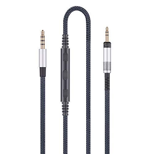 Audio Ersatzkabel kompatibel mit Audio Technica ATH-M50x, ATH-M40x, ATH-M70x Kopfhörer, Audiokabel mit Inline-Mikrofon und Fernbedienung Lautstärkeregler kompatibel mit iPhone kompatibel mit iPad von HanSnby