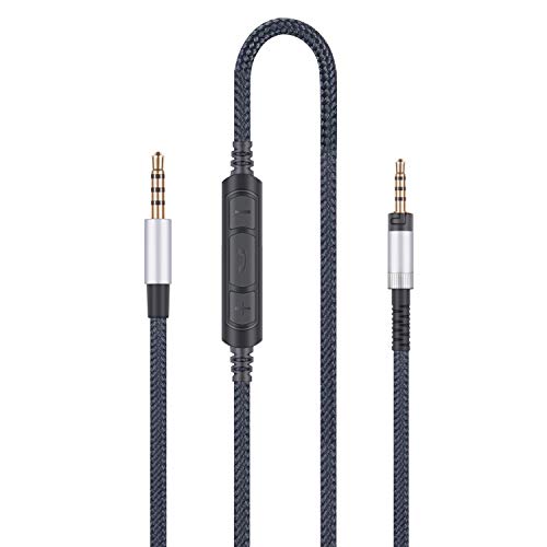 Audio Ersatzkabel kompatibel zu Sennheiser HD4.40, HD 4.40 BT, HD4.50, HD 4.50 BTNC, HD4.30i, HD4.30G Kopfhörer und kompatibel mit Samsung Galaxy Huawei mit In-Line Mikrofon Fernbedienung von HanSnby