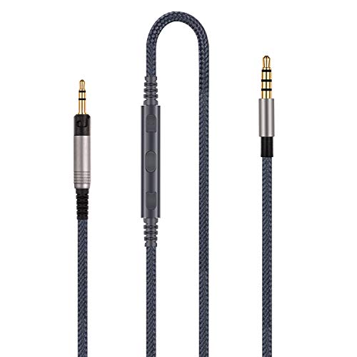 Audiokabel-Ersatz – kompatibel mit Sennheiser HD6 Mix, HD 7 DJ, HD 8 DJ-Kopfhörer und kompatibel mit iPhone mit integriertem Mikrofon und Lautstärkeregler von HanSnby