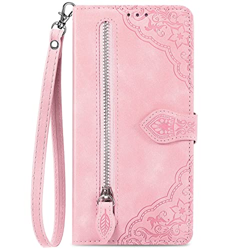 Hancda Brieftasche Hülle für Huawei P30 Pro (Nicht für P30), Handyhülle Klapphülle mit Geldbörse Geldfach Kartenfach Muster Leder Tasche Klappbar Flip Case Schutzhülle für Huawei P30 Pro,Rosa von Hancda