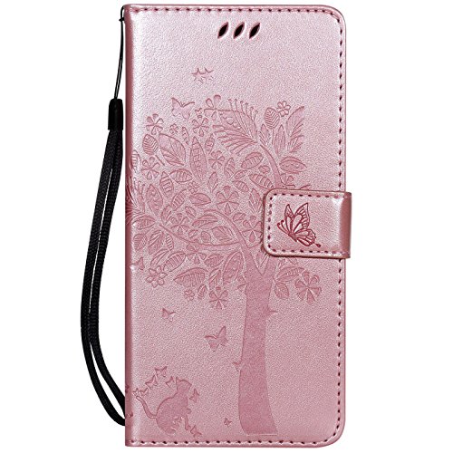 Hancda Hülle für Samsung Galaxy A40, Schutzhülle Leder Handytasche Flip Case Handyhüllen Lederhülle Tasche Dünn Silikon Case Magnet Cover für Samsung Galaxy A40,Hülle Rose Gold von Hancda