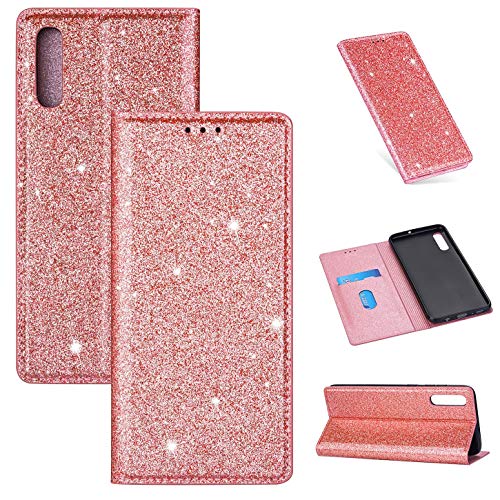 Hancda Hülle für Samsung Galaxy A50 / A50S / A30S [Nicht für A30],Handyhülle Flip Case Glitzer Hülle Leder Tasche Schutzhülle Handytasche ein Kartenfach Klapphülle für Galaxy A50/A50S/A30S,Rose Gold von Hancda