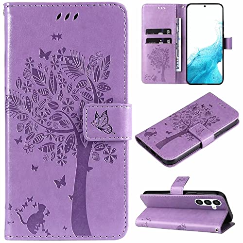 Hancda Hülle für Samsung Galaxy A54 5G, Schutzhülle Handyhülle Leder Hülle Klappbar Flip Case Klapphülle Dünn Silikon Cover mit Motiv Kartenfach Magnet Handytasche für Samsung Galaxy A54 5G,Lila von Hancda