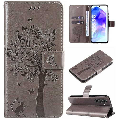 Hancda Hülle für Samsung Galaxy A55 5G Schutzhülle Handyhülle Leder Hülle Klappbar Klapphülle Dünn Silikon Cover mit Kartenfach Magnet Flip Case für Samsung Galaxy A55 5G,Grau Hancda Hülle für Samsung Galaxy A55 5G Schutzhülle Handyhülle Leder Hülle Klappbar Klapphülle Dünn Silikon Cover mit Kartenfach Magnet Flip Case für Samsung Galaxy A55 5G,Grau von Hancda