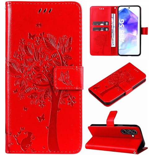 Hancda Hülle für Samsung Galaxy A55 5G Schutzhülle Handyhülle Leder Hülle Klappbar Klapphülle Dünn Silikon Cover mit Kartenfach Magnet Flip Case für Samsung Galaxy A55 5G,Rot Hancda Hülle für Samsung Galaxy A55 5G Schutzhülle Handyhülle Leder Hülle Klappbar Klapphülle Dünn Silikon Cover mit Kartenfach Magnet Flip Case für Samsung Galaxy A55 5G,Rot von Hancda