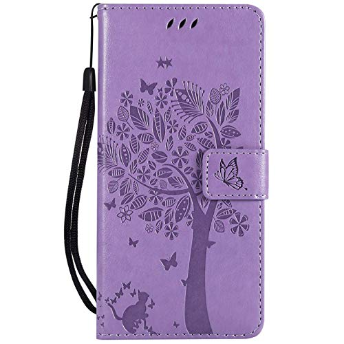 Hancda Hülle für Samsung Galaxy A80, Schutzhülle Leder Tasche Flip Case Handyhülle Lederhülle Slim Dünn Silikon Case Magnet Cover Handytasche für Samsung Galaxy A80,Hülle Lila von Hancda