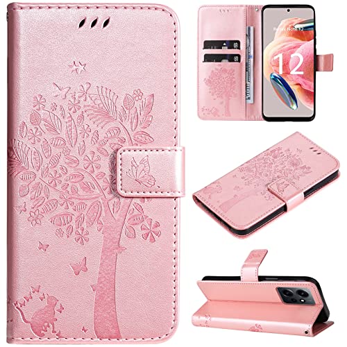 Hancda Hülle für Xiaomi Redmi Note 12 4G, Schutzhülle Handyhülle Leder Hülle Klappbar Tasche Klapphülle Dünn Silikon Cover mit Motiv Kartenfach Magnet Flip Case für Xiaomi Redmi Note 12 4G,Rose Gold Hancda Hülle für Xiaomi Redmi Note 12 4G, Schutzhülle Handyhülle Leder Hülle Klappbar Tasche Klapphülle Dünn Silikon Cover mit Motiv Kartenfach Magnet Flip Case für Xiaomi Redmi Note 12 4G,Rose Gold von Hancda