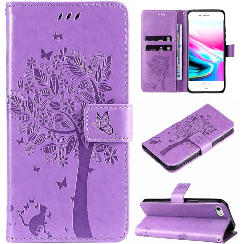 Hancda Hülle für iPhone SE 2022 / iPhone SE 2020 / iPhone 8 / iPhone 7 Schutzhülle Handyhülle Leder Hülle Klappbar Klapphülle Handytasche Dünn Cover mit Motiv Kartenfach Magnet Flip Case,Lila Hancda Hülle für iPhone SE 2022 / iPhone SE 2020 / iPhone 8 / iPhone 7 Schutzhülle Handyhülle Leder Hülle Klappbar Klapphülle Handytasche Dünn Cover mit Motiv Kartenfach Magnet Flip Case,Lila von Hancda
