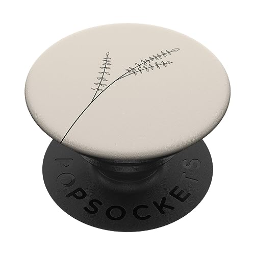 Handgezeichnete botanische Pflanze mit Blättern, Beige / Hellbraun, minimalistisch PopSockets Klebender PopGrip Handgezeichnete botanische Pflanze mit Blättern, Beige / Hellbraun, minimalistisch PopSockets Klebender PopGrip von Hand Drawn Botanical Boho Design