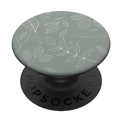 Pflanze, handgezeichnete Blätter, Vintage, Grün / Pastellgrün PopSockets Klebender PopGrip Pflanze, handgezeichnete Blätter, Vintage, Grün / Pastellgrün PopSockets Klebender PopGrip von Hand Drawn Botanical Boho Design