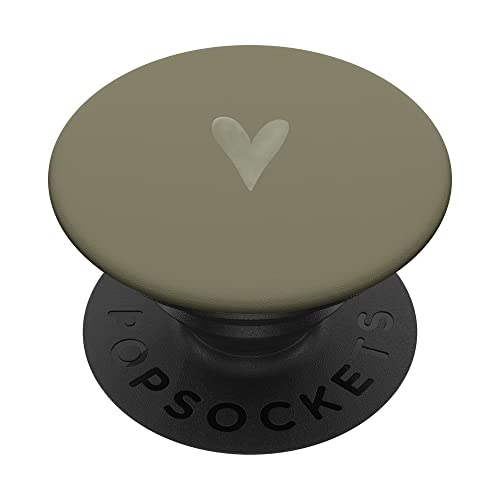 Khaki grünes süßes Herz Liebe romantisches minimalistisches Herz PopSockets mit austauschbarem PopGrip von Hand Drawn Digital Art