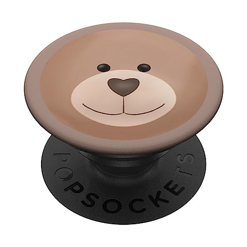 PopSockets Süßer Teddybär, brauner Bär, niedlicher Bärenliebhaber, Kawaii PopGrip Klebender PopSocket für Smartphone-Halterung und -Stand in Schwarz von Hand Drawn Digital Art