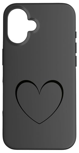 Anthrazit/Grau/Schwarz Herz Minimalistisch Herz Liebe Hülle für iPhone 16 von Hand Drawn Heart Design