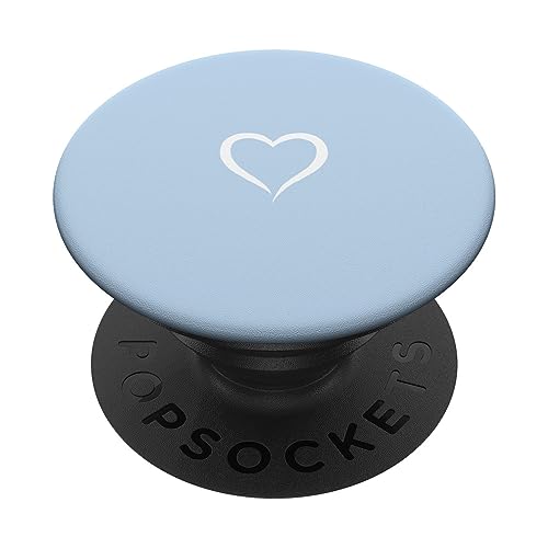 Babyblau / Pastellblau Handgezeichnet Herz Liebe Minimalistisch PopSockets mit austauschbarem PopGrip von Hand Drawn Heart Design