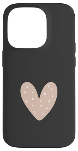 Beige / Sand / Tan Heart Cute Love Heart Feminin Hülle für iPhone 14 Pro von Hand Drawn Heart Design