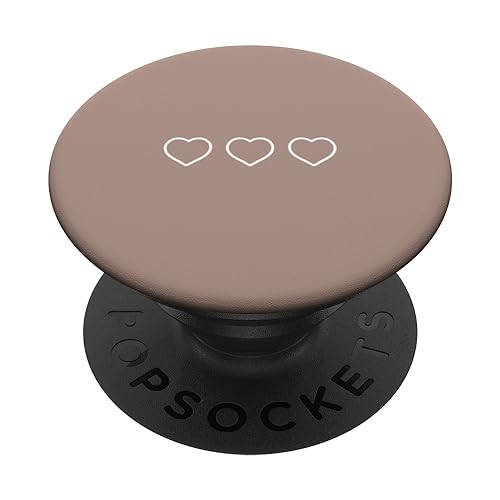 Chic Heart Aesthetic Three Hearts Minimalist Braun PopSockets Klebender PopGrip von Hand Drawn Heart Design