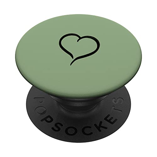 Handgezeichnetes Herz Matcha Grün Minimalistische Liebe Digitale Kunst PopSockets mit austauschbarem PopGrip von Hand Drawn Heart Design