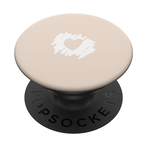 Beige / Sand / Hellbraun Herz Scribble Love Chic Heart PopSockets Klebender PopGrip von Hand Drawn Heart Design