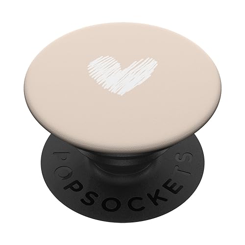 Herz in Beige/Sand/Hellbraun PopSockets mit austauschbarem PopGrip von Hand Drawn Heart Design