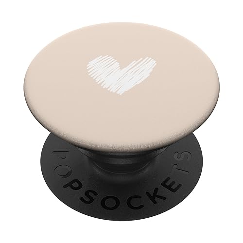 Beige / Sand / Hellbraun Herz Scribble Love Chic Heart PopSockets Klebender PopGrip von Hand Drawn Heart Design