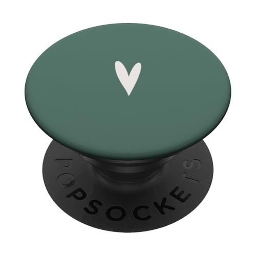 Minimalistisches Herz-Symbol auf Salbeigrün PopSockets Klebender PopGrip von Hand Drawn Heart Design