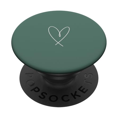 Minimalistisches Herz-Symbol auf Salbeigrün PopSockets Klebender PopGrip Minimalistisches Herz-Symbol auf Salbeigrün PopSockets Klebender PopGrip von Hand Drawn Heart Design