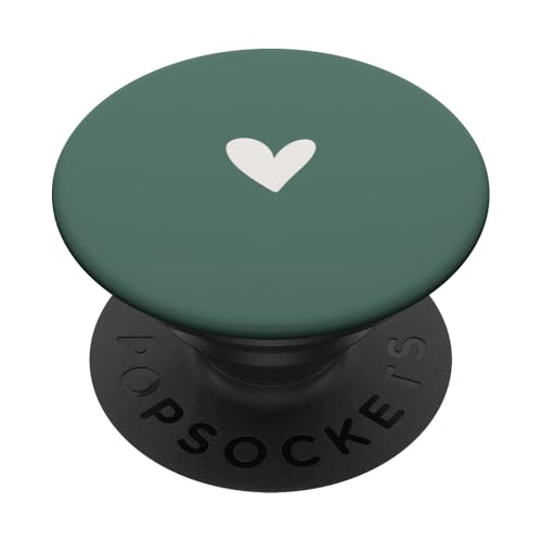 Minimalistisches Herz-Symbol auf Salbeigrün PopSockets Klebender PopGrip von Hand Drawn Heart Design