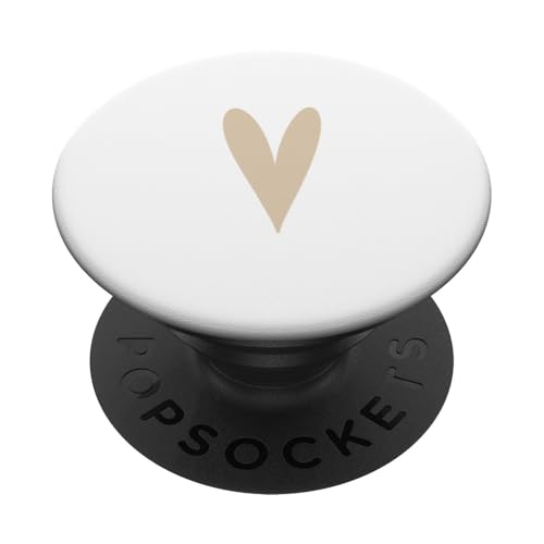 Minimalistisches Herz-Symbol in Beige / Hellbraun PopSockets Klebender PopGrip von Hand Drawn Heart Design