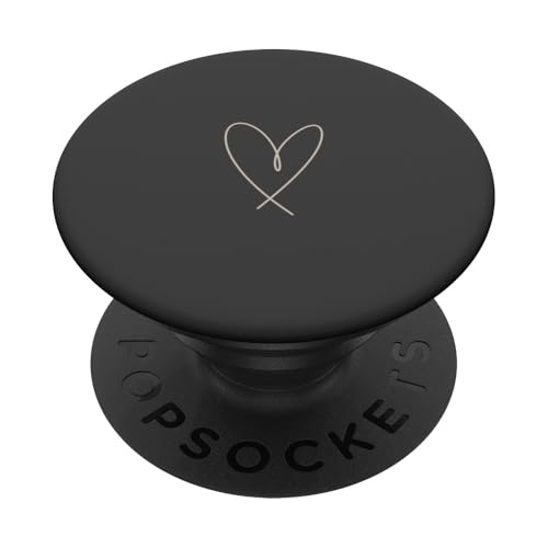Minimalistisches Herz-Symbol in Beige / Hellbraun PopSockets Klebender PopGrip von Hand Drawn Heart Design
