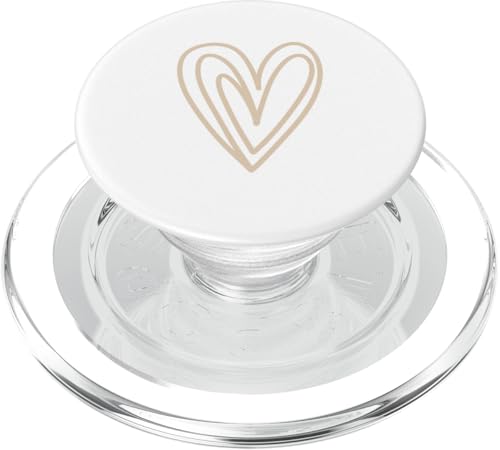 Minimalistisches Herz-Symbol in Beige / Hellbraun PopSockets PopGrip für MagSafe von Hand Drawn Heart Design