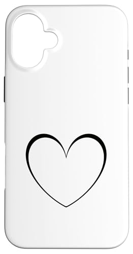 Schwarzes süßes Herz Minimalistisches Herz Liebe Hülle für iPhone 16 Plus Schwarzes süßes Herz Minimalistisches Herz Liebe Hülle für iPhone 16 Plus von Hand Drawn Heart Design