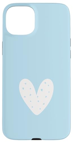 Süßes Liebesherz in Babyblau, feminin Hülle für iPhone 15 Plus von Hand Drawn Heart Design