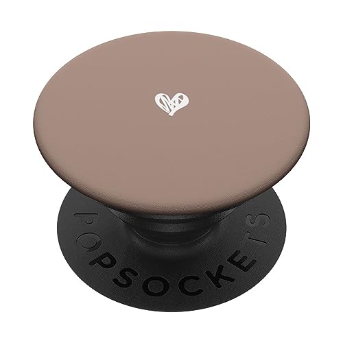 Süßes Mokkabraunes Herz Liebe Minimalistisch PopSockets mit austauschbarem PopGrip von Hand Drawn Heart Design