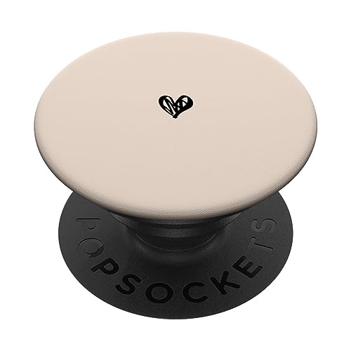 Vanille / Creme / Beige Handgezeichnetes Herz Liebe Minimalistisch PopSockets Klebender PopGrip von Hand Drawn Heart Design