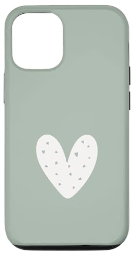 Vintage grünes Herz süßes Liebesherz Feminin Hülle für iPhone 12/12 Pro von Hand Drawn Heart Design