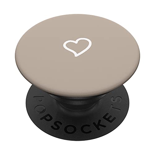 Minimalistisches Herz, handgezeichnet, Weiß / Taupe PopSockets mit austauschbarem PopGrip von Hand Drawn Heart Designs By AJC