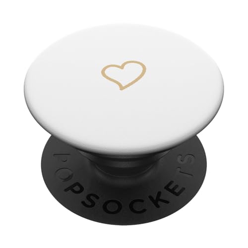 Minimalistisches Herz in Hellbeige von Hand gezeichnetes Weiß PopSockets Klebender PopGrip von Hand Drawn Heart Designs By AJC