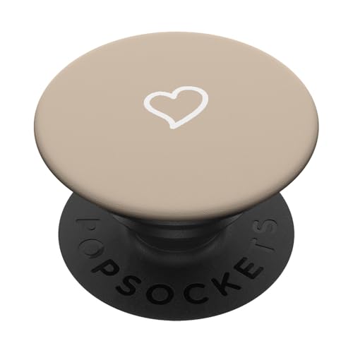 Minimalistisches Herz in Sandbeige von Hand gezeichnetes Weiß PopSockets Klebender PopGrip Minimalistisches Herz in Sandbeige von Hand gezeichnetes Weiß PopSockets Klebender PopGrip von Hand Drawn Heart Designs By AJC
