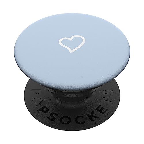 Weißes, handgezeichnetes minimalistisches Herz in Hellblau PopSockets Klebender PopGrip von Hand Drawn Heart Designs By AJC