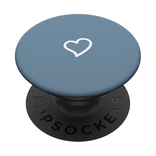 Weißes, handgezeichnetes minimalistisches Herz in Sierra Blue PopSockets Klebender PopGrip Weißes, handgezeichnetes minimalistisches Herz in Sierra Blue PopSockets Klebender PopGrip von Hand Drawn Heart Designs By AJC